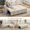 Sofa Bed Pull Out Sectional Couch Bed Convertible Settee with Storage, Beige