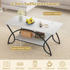 Modern Faux Marble Coffee Table with Storage Shelf