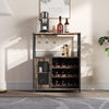 Modern 3Tier Bar Cabinet with Removable Rack & Mesh Door,Adjustable Shelves