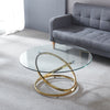 90cm Round Tempered Glass Coffee Table with Gold Chrome Leg for Living Room