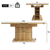 EXTENDABLE DINING TABLE RECTANGULAR KITCHEN DINING ROOM TABLE WITH STORAGE, OAK