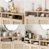 Set of 2 Modern Rattan Sideboard Cabinets – Buffet Storage with Shelves for Home