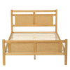 Wooden Bed Frame 4ft6 Double Bed Pine Wood with Rattan Headboard & Footboard