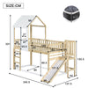 3ft Kids Treehouse Bed High Sleeper with Slide, Roof Design 90x190cm, White+Wood