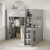 Grey High Sleeper Loft Bed with Desk and Wardrobe Carter