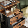Brown 4-Drawer Bedside Table w/ Open Shelf,Small Storage Nightstand for Bedroom