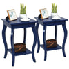 COSTWAY Set of 2 End Table Living Room Accent Table Sofa Side Table-Blue