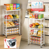 Foldable Kitchen Trolley on Wheels，4 Tier Storage Cart for Fruit Vegetable Snack