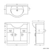 Basin Vanity Cabinet Bathroom Storage Furniture Sink Unit 850mm White Gloss