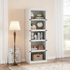 5 Tier Farmhouse Bookcase,Wooden Open Bookshelf Display Storage,Gray/Brown/White