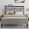 LUXURY GREY FABRIC BED FRAME SET UPHOLSTERED WITH HEADBOARD 4FT6 DOUBLE Jawiwpiv