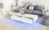 Coffee Table !SALE! High Gloss White LED Storage 2 Drawers Modern Living Room