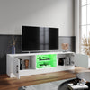 150cm White High Gloss TV Stand Cabinet TV Unit with LED Lights Storage Doors