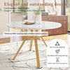 Dining Table Round Wood Top Metal Base Farmhouse Industrial Kitchen Dining Room