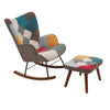 ROCKING CHAIR FOR NURSERY PATCHWORK ACCENT CHAIR WITH SOFT LUMBAR AND FOOTSTOOL