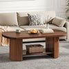 Oval Coffee Table, 2-Tier Modern Coffee Table Accent Center Table with Storage