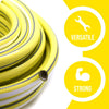 30M GARDEN HOSE PIPE REEL & FITTINGS REINFORCED TOUGH OUTDOOR HOSEPIPE Yellow