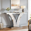 100CM Mirrored Console Table, Modern Sliver Entryway Table with Crystal Frames