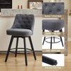 2 pack Swivel Bar Stools 26 inch Linen Counter Chairs Tufted Back Wood Legs