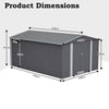 10x14FT Galvanized Metal Garden Shed Lockable Door Tool Storage shed, Grey
