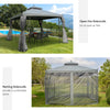 3 x 3(m) Garden Gazebo Double Top Gazebo Canopy w/ Mesh Grey