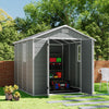 8x8ft Large Plastic Shed Outdoor Garden Tools Storage House with 2 Doors & Floor