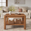 Solid Wood Square Coffee Table, 31.5-Inch Modern Center Table for Living Room