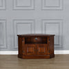 Mahogany Corner TV unit with flutted columns and Single Shelf , 2 Doors
