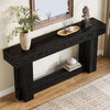63 Inch Black Long Console Table, 2-Tier Farmhouse Wooden Narrow Entryway Table
