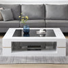 Cyndy High Gloss Coffee Table In White With Black Glass Top