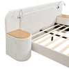 Modern Double Bed with Reading Light & Includes Bedside Table, Velvet 135x190cm