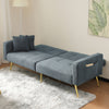 Sofa Bed Love Seat Sofa Settee Couch with Gold Metal Legs & Cushions Gray-blue