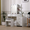 Dressing Table With 5 Drawers Mirror Stool Set Makeup Desk Vanity Table Bedroom