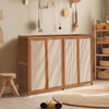 Shoe Cabinet Storage Organizer 4 Rattan Door Cupboard Footwear Stand Wooden Unit