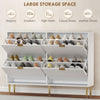 Slim Shoe Storage Cabinet with 4 Flip Drawers for Hallway, White