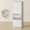 Slim Shoe Storage Cabinet with 4 Flip Drawers and Adjustable Divider White