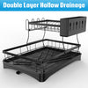 2 Tier Dish Drainer Rack Cutlery Holder Plate Rack with Drip Tray Oldjufxesxfgzd