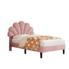 UPHOLSTERED 3TF SINGLE BED FRAME WITH HEADBOARD, SOLID WOOD SLAT, VELVET, PINK