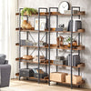 Large Heavy Duty Bookcase Storage Rack Rustic Industrial Bookshelf Steel Frame