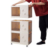 3Pcs Large Storage Boxes Foldable Plastic Stacking Clothes Baskets w Hook&Wheels