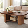 Oval Coffee Table, 2-Tier Modern Coffee Table Accent Center Table with Storage