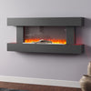 Black Wall Mounted Electric Fire with LED Light 52" Suite Fireplace Heater Flame