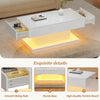 Coffee Table White High Gloss with App Controlled LED & Drawers for Living Room