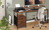 Home Office Computer Desk with Monitor Stand 2 Drawer Storage Shelves LED Lights