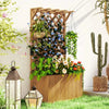 Wooden Planter, Trellis Raised Garden Bed Freestanding Outdoor Box with Drainage