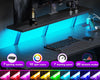 Gaming Desk with LED Lights & Power Outlets, 100CM Computer Desk with Monitor St