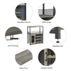 Modern 3Tier Bar Cabinet with Removable Rack & Mesh Door,Adjustable Shelves