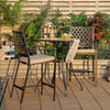 Bar Height Outdoor Bistro Set 3 Pieces Patio Bar Set W/ 2 Upholstered Bar Stools