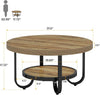 Round Coffee Table, 31.5'' Industrial Accent Cocktail Table with Storage Shelf