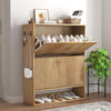 Narrow Shoe Cabinet Storage with Side Hooks 2 Flip Drawer Freestanding Organizer